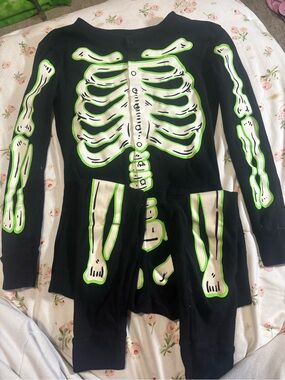 Old Navy Black and Green Glow Skeleton Kids Pajama Costume